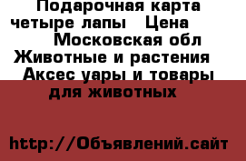 Подарочная карта четыре лапы › Цена ­ 2 000 - Московская обл. Животные и растения » Аксесcуары и товары для животных   